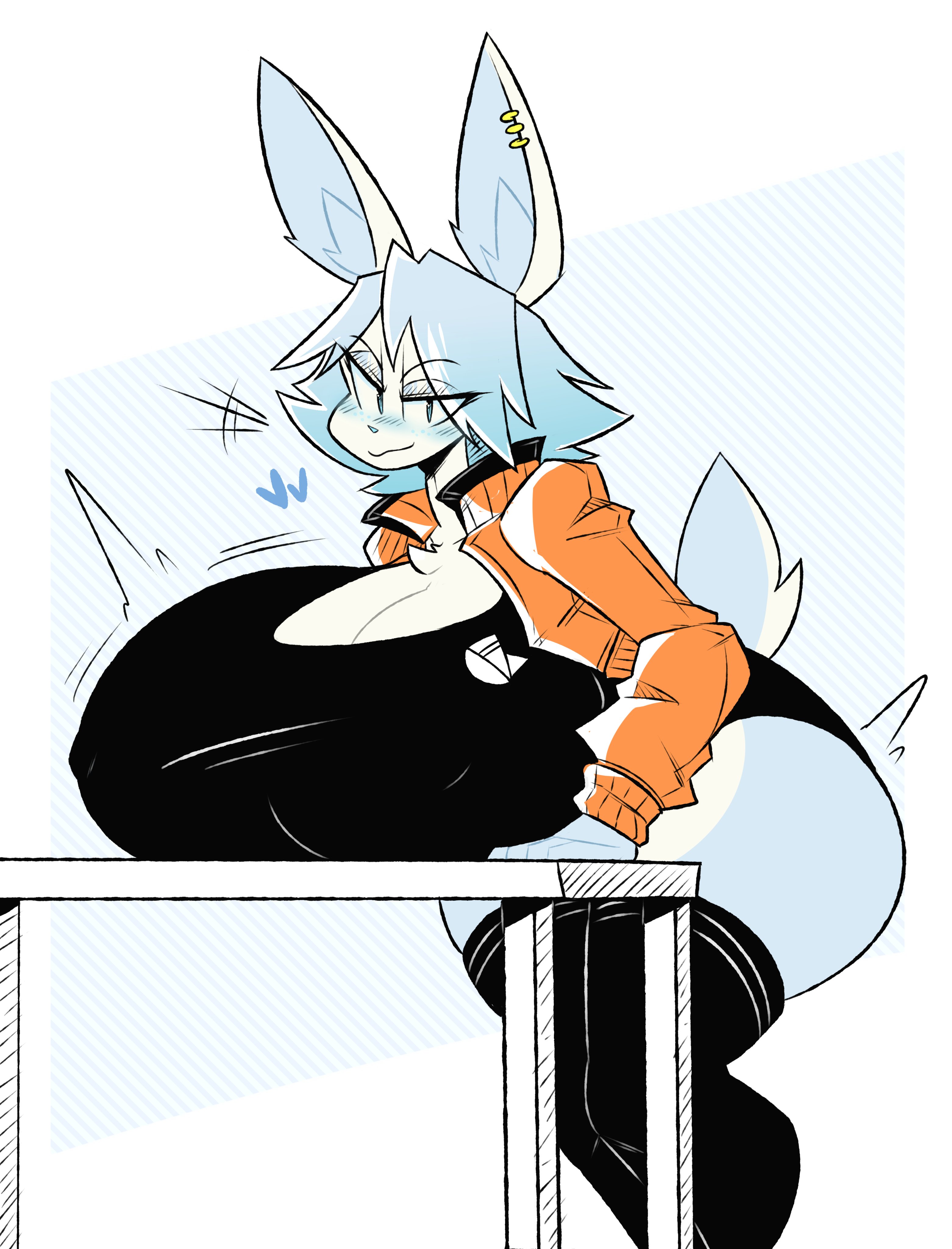big breasts, breasts, bunny, busty male, clothed, cute, furry, male, male with breasts, nonarycubed, tristan (bluebunboi)