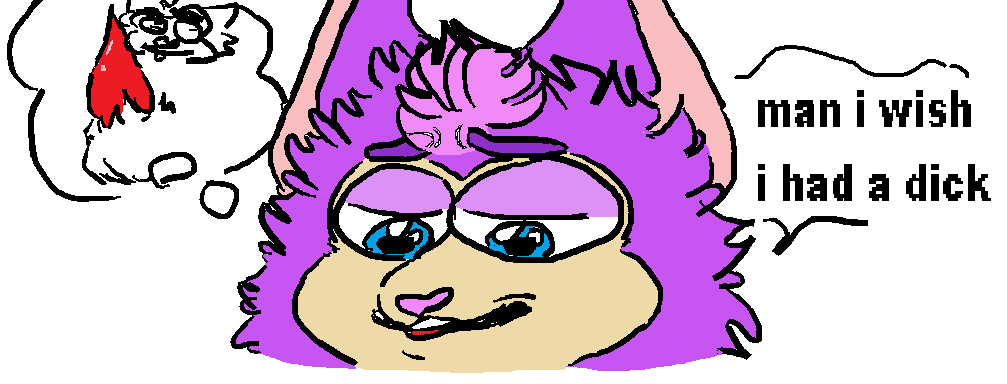 1boy animatronic anthro artist_request blue_eyes comedy dick fluffy funny fur furry heart_nose jealous meme open_mouth penis purple_fur red_dick red_penis solo tattletail tattletail_(character) tattletail_(species) text text_bubble white_background