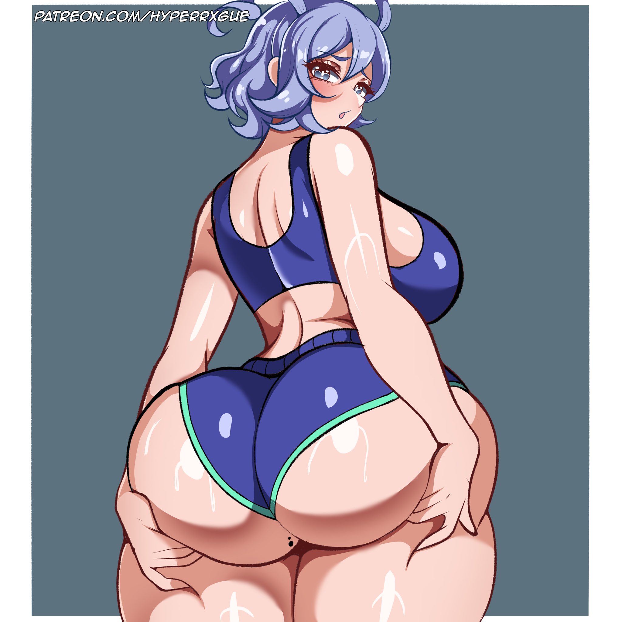 1girls, ass, ass focus, big ass, big breasts, bikini, bottom heavy, breasts, bubble butt, busty, clothing, fat ass, female, female only, gluteal fold, hadou nejire, huge ass, hyperrxgue, large ass, large breasts, light-skinned female, looking at viewer, looking back, massive ass, my hero academia, nejire hado, short hair, solo, sweat, sweatdrop, sweaty ass, sweaty body, swimsuit, thick ass, thick thighs, thunder thighs, wide hips