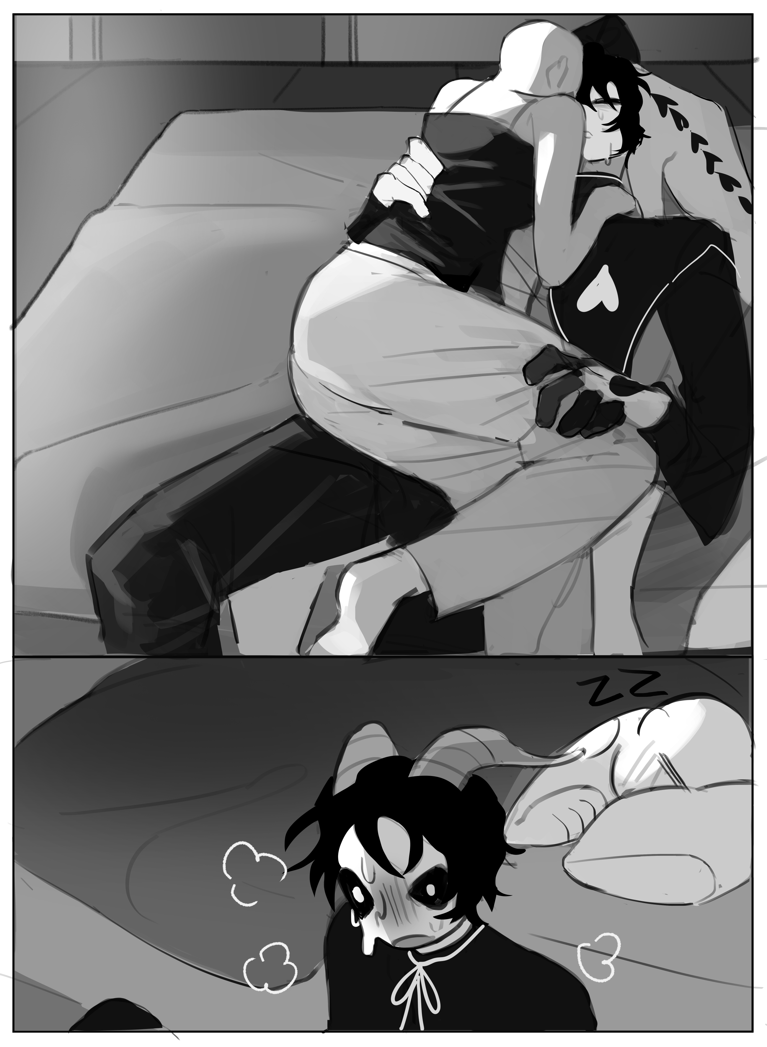 after kiss, clowns, harlequin, harlequin (the freak circus), monster boy, panting, sex, the freak circus, y/n