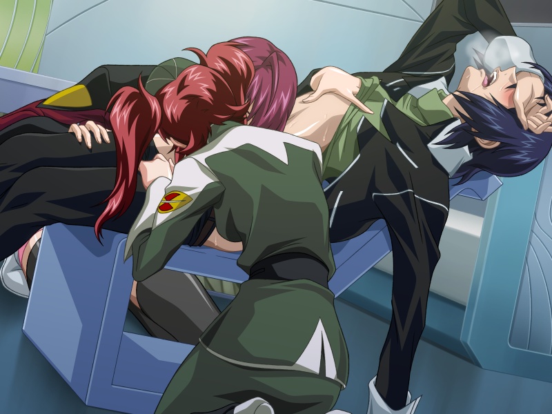 2girls 800x600 athrun_zala breath collaborative_fellatio double_fellatio fellatio group_sex gundam gundam_seed gundam_seed_destiny hand_on_chest kneeling lost_rarities lunamaria_hawke meyrin_hawke military military_uniform multiple_fellatio multiple_girls oral purple_hair red_hair sex skirt soul_foundation suck sucking sweat takapiko teamwork thighhighs threesome tied_hair twintails uniform