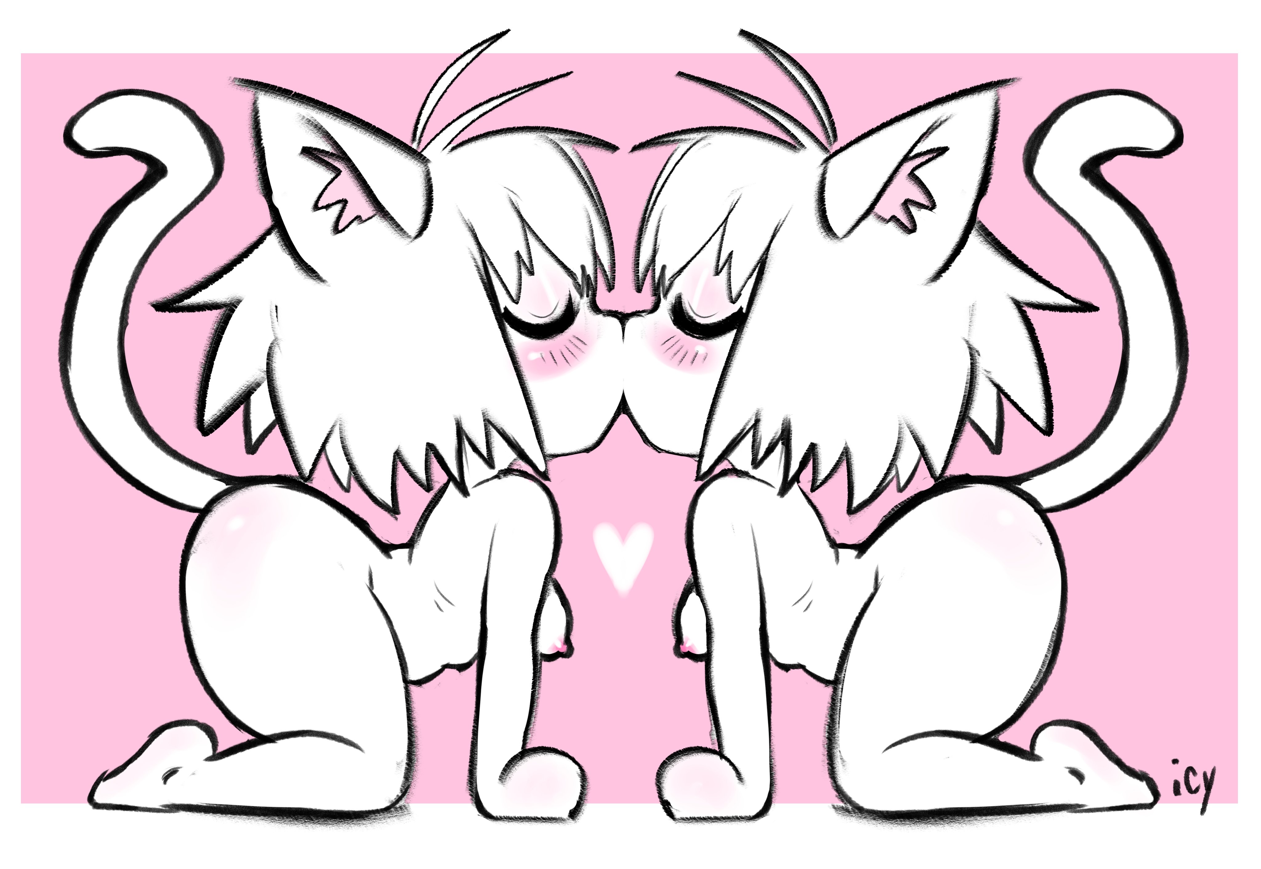 <3, ass, breasts, female, iseenudepeople, kiss, kissing, melty blood, neco-arc, nude, selfcest, symmetry, tsukihime, wholesome