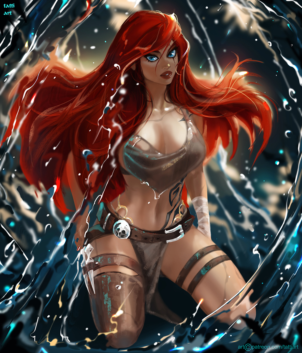 1girls female female_only katarina_du_couteau league_of_legends red_hair solo solo_female tattiart