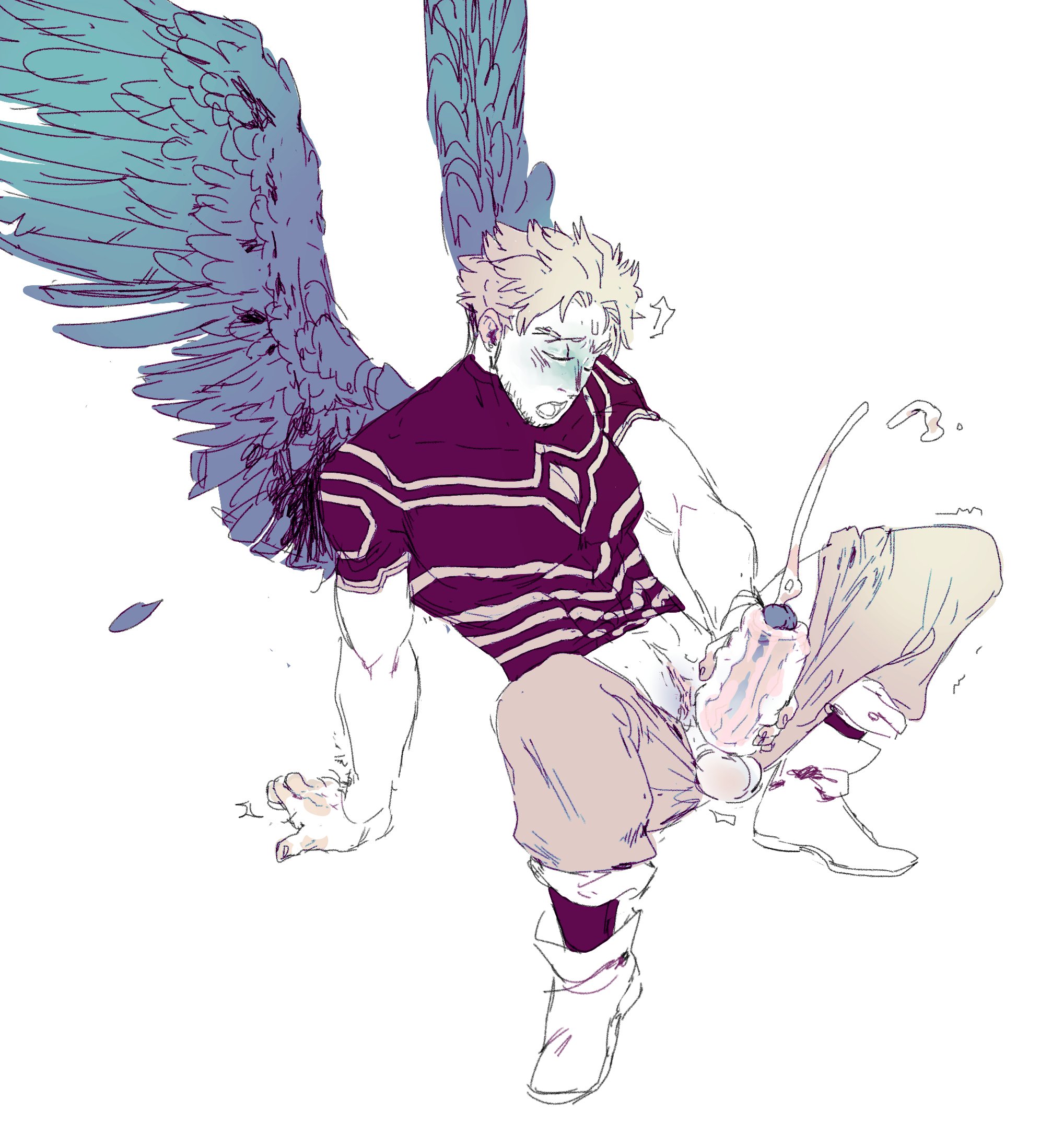 1boy, cum, cumming, fleshlight, hawks (my hero academia), keigo takami, male, male masturbation, male only, masturbation, my hero academia, trashmuh, wings