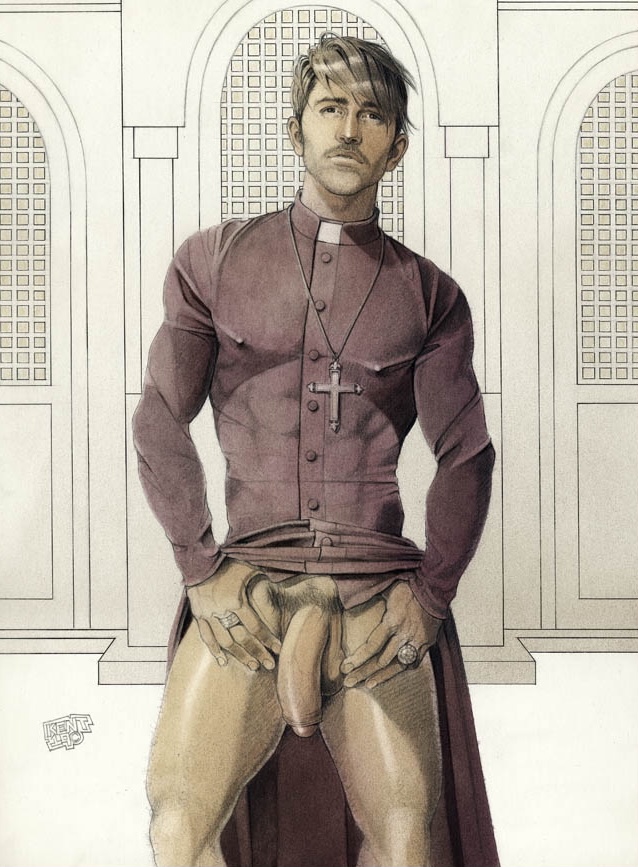 bara gay kentartwork male male_focus male_only priest