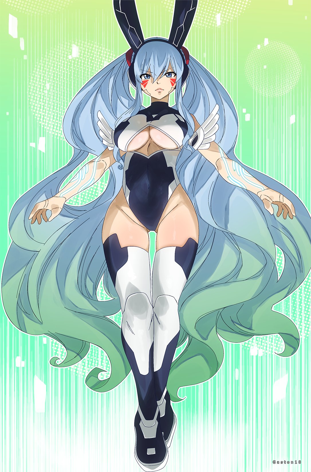 1girls android android_girl big_boobs big_breasts blue_eyes blue_hair bunny_ears cyan_hair edens_zero female full_body gaston18 hermit_mio long_hair overdrive_(edens_zero) sole_female solo tagme thick_hips thick_legs thick_thighs thighhighs two_tone_hair underboob underboob_cutout