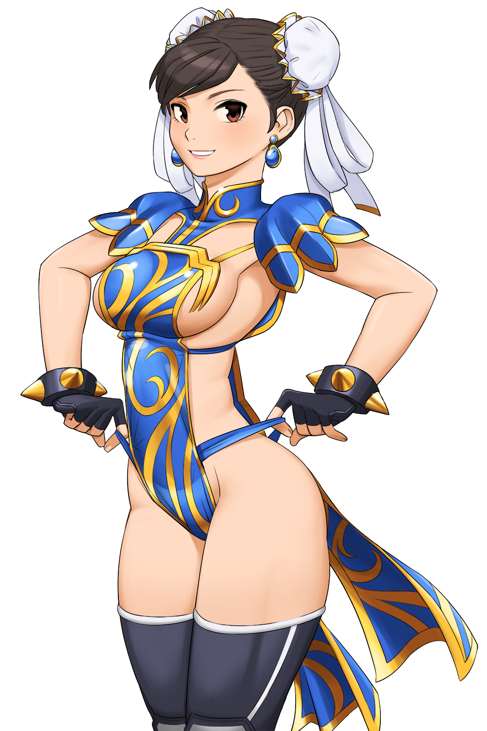 1girls alternate_costume chun-li female official_alternate_costume pelvic_curtain qipao shigenobu side_slit small_breasts solo solo_female street_fighter tagme