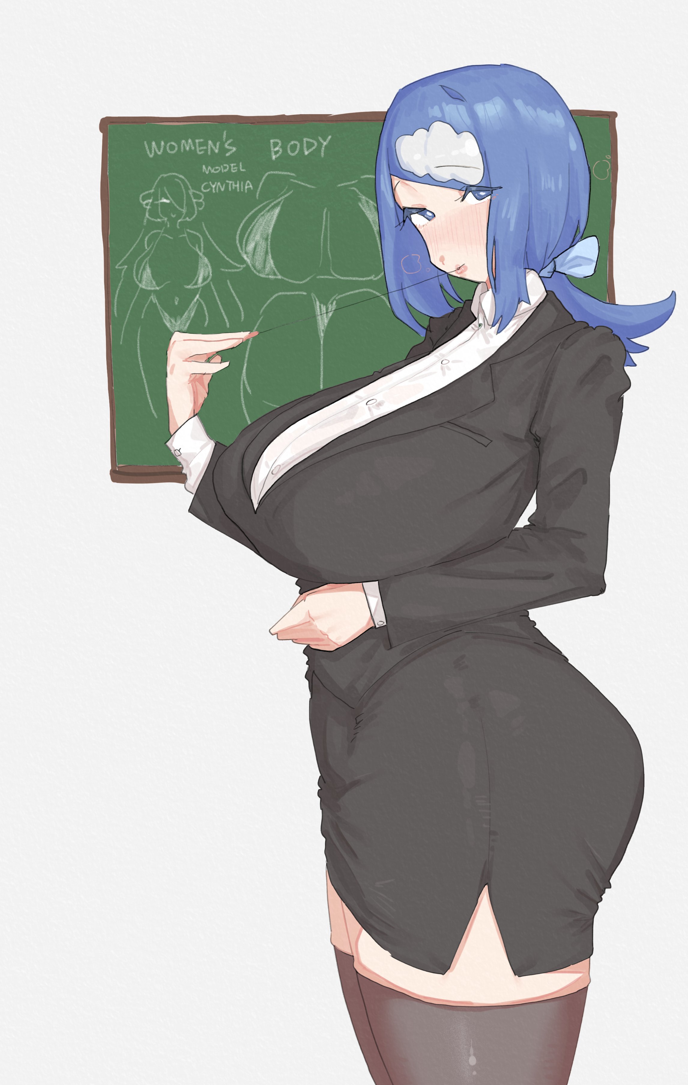 1girls, ass, big ass, big breasts, blue eyes, blue hair, breasts, female, female focus, female only, game freak, hair, huge breasts, lana's mother (pokemon), leebongchun, legwear, mature, mature female, milf, mother, outfit, pokemon, pokemon sm, teacher, thick thighs, thighhighs, thighs