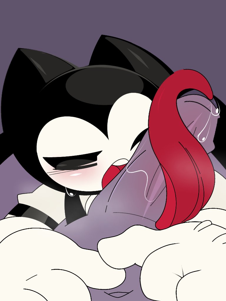 bendy and the ink machine, blowjob, demon, demon single, gay, imp, long tongue, male, quinn (demon single), sleepy headx3 (artist), toony
