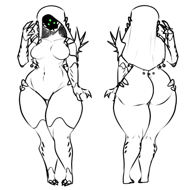 2d 3_eyes alien alien_girl alien_humanoid breasts bungie curvy_female curvy_figure destiny_(game) destiny_2 female female_focus female_only green_eyes guardian_(destiny) hive_(destiny) hive_guardian hunter_(destiny) large_breasts monty_nsfw multi_eye thick_thighs thickcurvy white_background wip