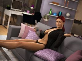 breasts couch desk laptop panties sydgrl3d