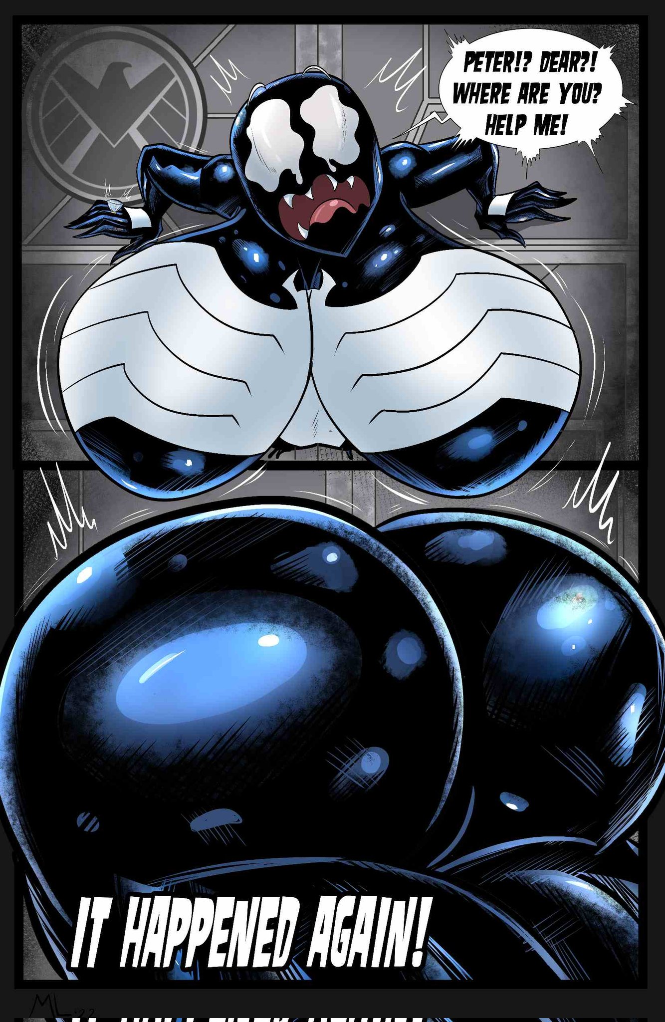 1girls, 5 fingers, alien, alien girl, alien humanoid, ameizing lewds, artist name, ass, ass bigger than body, ass bigger than head, big ass, big breasts, big butt, black body, black skin, body transformation, breast expansion, breast growth, breast growth (enlargement), breasts, breasts bigger than body, breasts bigger than head, breasts bigger than torso, bubble ass, bubble butt, cheeks, cute, cute face, dark skin, expansion, eyelashes, female, female focus, female only, figure transformation, gigantic breasts, hips, hourglass figure, huge ass, huge breasts, huge butt, humanoid, hyper ass, hyper breasts, hyper butt, large ass, large breasts, large butt, looking at viewer, marvel, marvel comics, monster, monster girl, rule 63, sharp teeth, she-venom, she-venom (ameizing lewds), smooth skin, spider-man (series), superhero, superheroine, symbiote, symbol, teeth, thick, thick ass, thick thighs, thighs, transformation, upper body, venom, venom (marvel), villain, voluptuous, watermark, white eyes, wholesome, wide hips