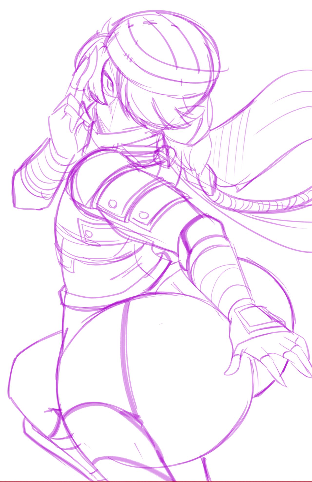 1girls, ass, big ass, big butt, bubble ass, bubble butt, butt expansion, female, huge ass, hyrule warriors, looking at viewer, nintendo, ocarina of time, sheik, sketch, solo, the legend of zelda, thick ass