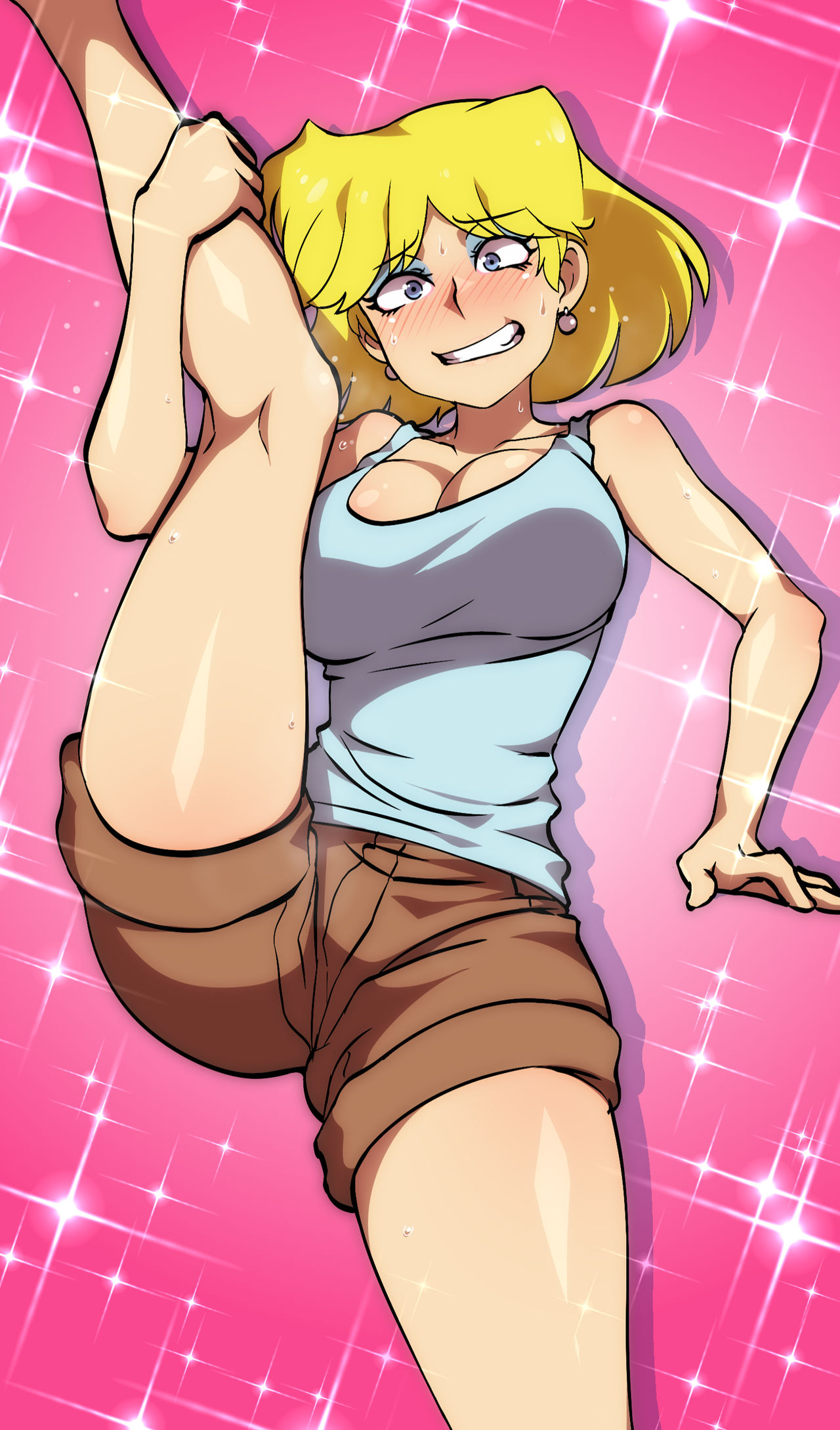 1girls, breasts, cleavage, female, human, jcm2, light skin, light-skinned female, lori loud, shorts, solo, straight hair, the loud house