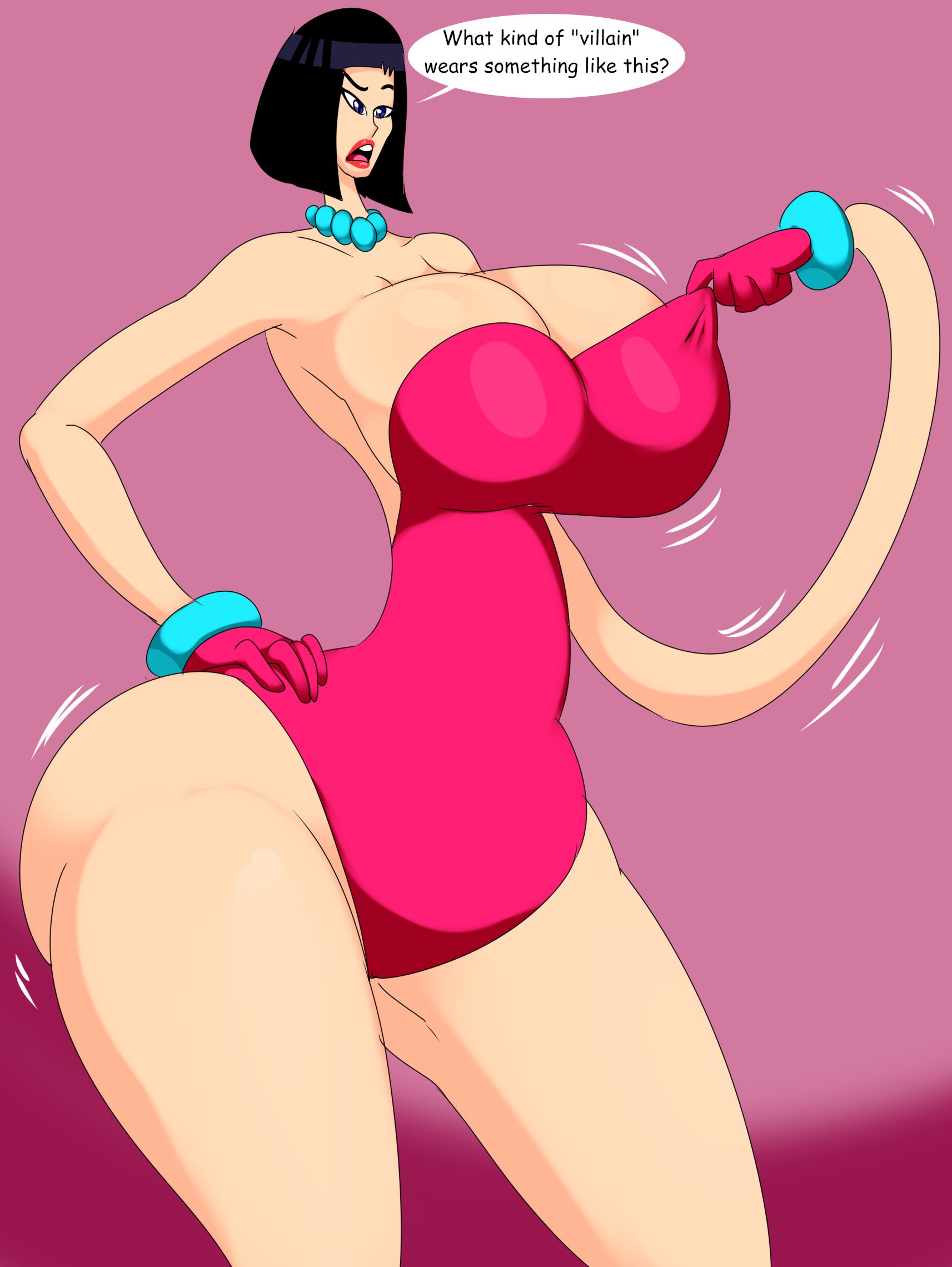 1girls, 2025, 2025s, ass, big breasts, black hair, blue necklace, blue pearl necklace, breasts, cartoon network, choker, cleavage, cosplay, dc, dc comics, denizen1414, digital art, digital drawing, digital drawing (artwork), digital media, digital media (artwork), digital painting, digital painting (artwork), elastic, female, female focus, female only, gloves, handwear, hi res, huge breasts, jewelry, large ass, large breasts, large butt, leotard, madame rouge, mob entertainment, mob games, mommy long legs, mommy long legs (cosplay), necklace, pearl necklace, pink leotard, poppy playtime, poppy playtime (chapter 2), purple eyes, short hair, simple background, stretching, stretchy, stretchy arms, teen titans, text, thick thighs, thighs