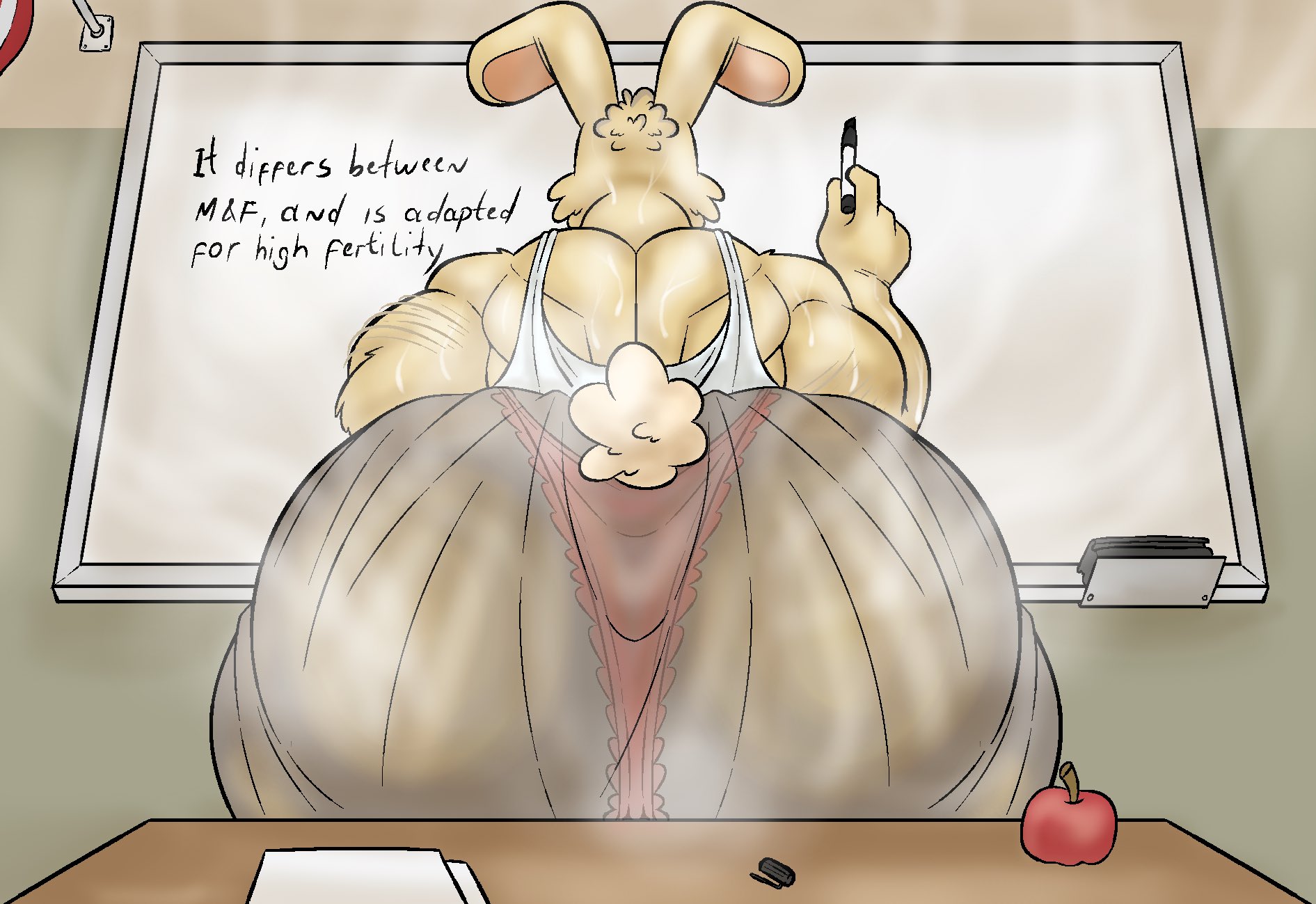 1boy, anthro, ass, ass focus, beige skin, big ass, big ass (male), big butt, bunny, commission, furry, furryonline1, huge ass, huge butt, male, male only, musky, musky butt, rabbit, skin, smelly, smelly ass, smelly butt, sweaty, teacher, transparent clothing