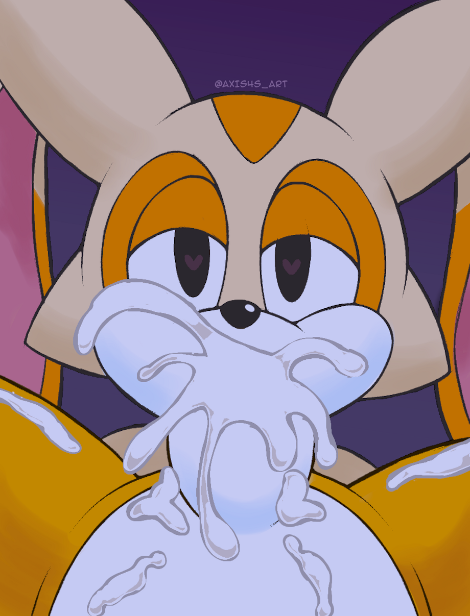 1boy 1boy1girl 1girls artist_name axis4s cream_the_rabbit cum cum_in_mouth cum_inside excessive_cum fellatio female fox furry male male/female miles_tails_prower oral rabbit sega sex sonic_(series) tagme