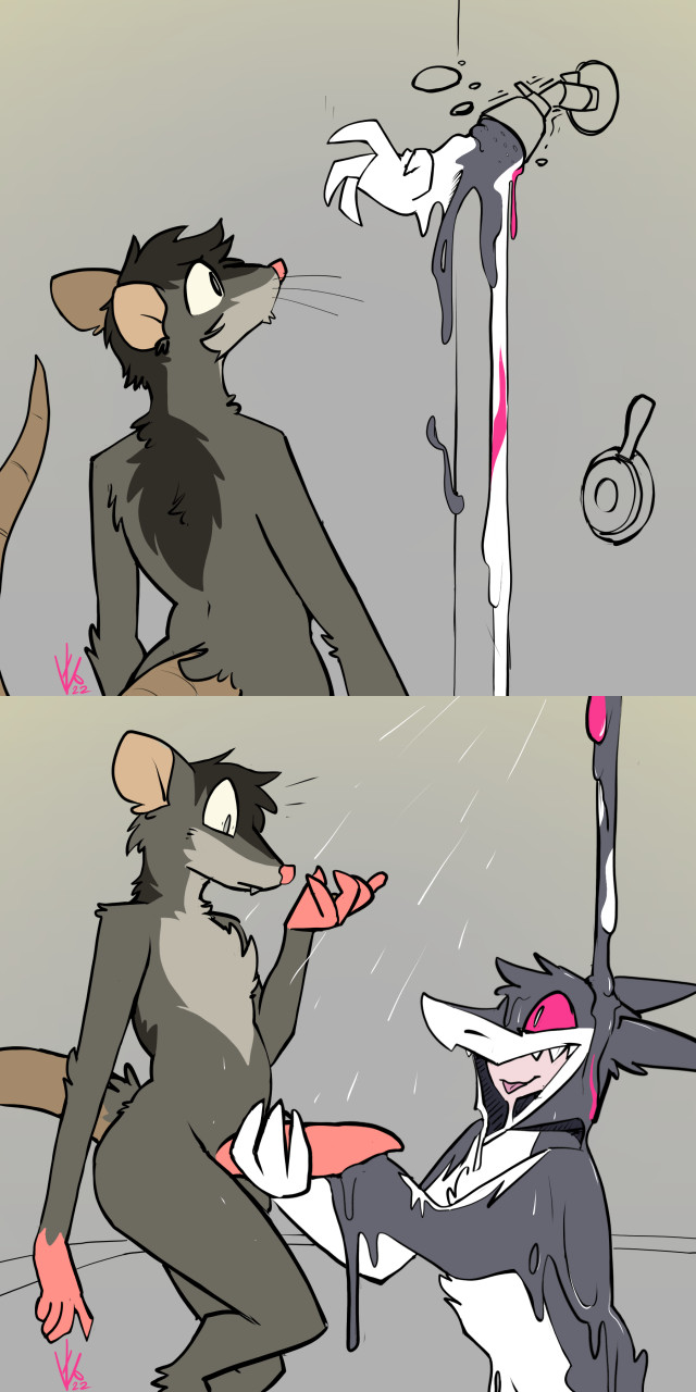 anthro duo genitals goo_creature handjob hi_res living_clothing male male/male mammal murid murine penile penis rat rodent sex shan_(sonic10175) shower shower_head shower_sex showering slime tail tapering_penis tongue tongue_out topazknight urik_(topazknight)