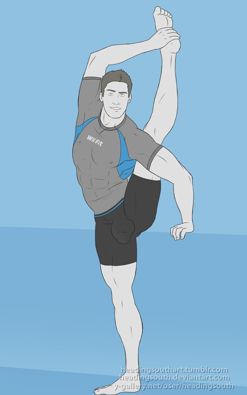 balls bulge flexible fully_clothed headingsouth male male_only muscles muscular penis solo solo_male spread_legs stretching wii_fit wii_fit_trainer