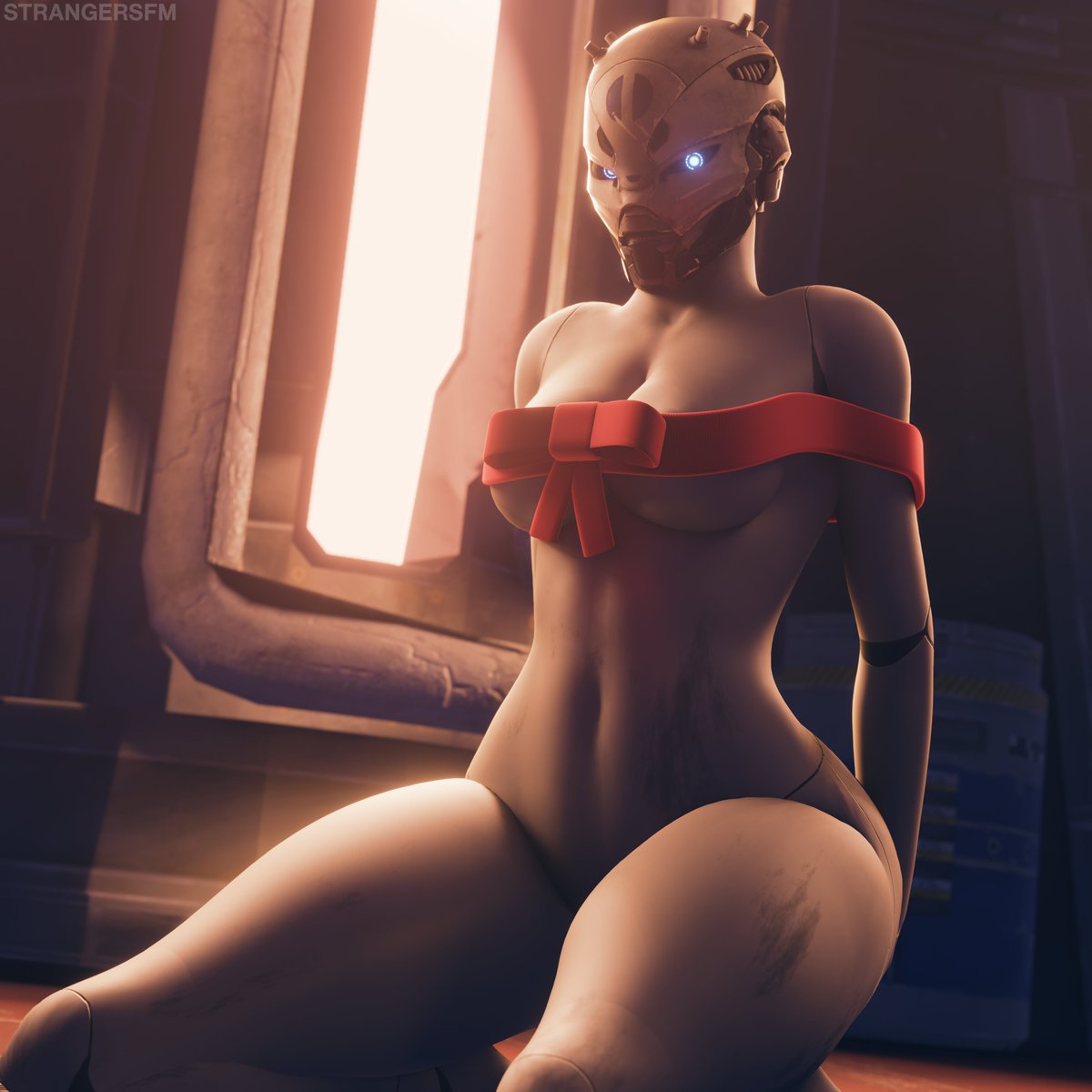 1girls breasts bungie destiny_(game) elsie_bray exo exo_stranger female looking_at_viewer present robot robot_girl solo solo_female strangersfm thick_thighs wraps