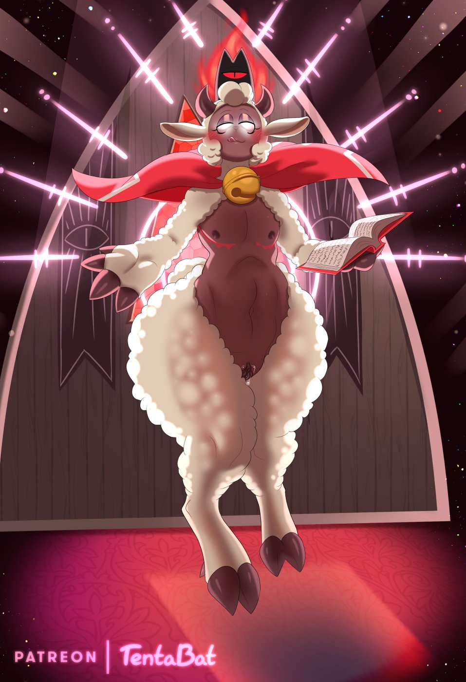 2022 andromorph anthro blush bovid caprine cult_of_the_lamb cuntboy digital_media_(artwork) eyelashes femboy feminine feminine_cuntboy feminine_intersex fur genitals girly glistening glistening_eyes hi_res hooves horn huge_hips huge_thighs intersex lamb_(cult_of_the_lamb) licking licking_lips mammal pussy red_crown_(cult_of_the_lamb) sheep sissy solo tentabat thick_thighs tongue tongue_out trap twink white_eyes wool_(fur)