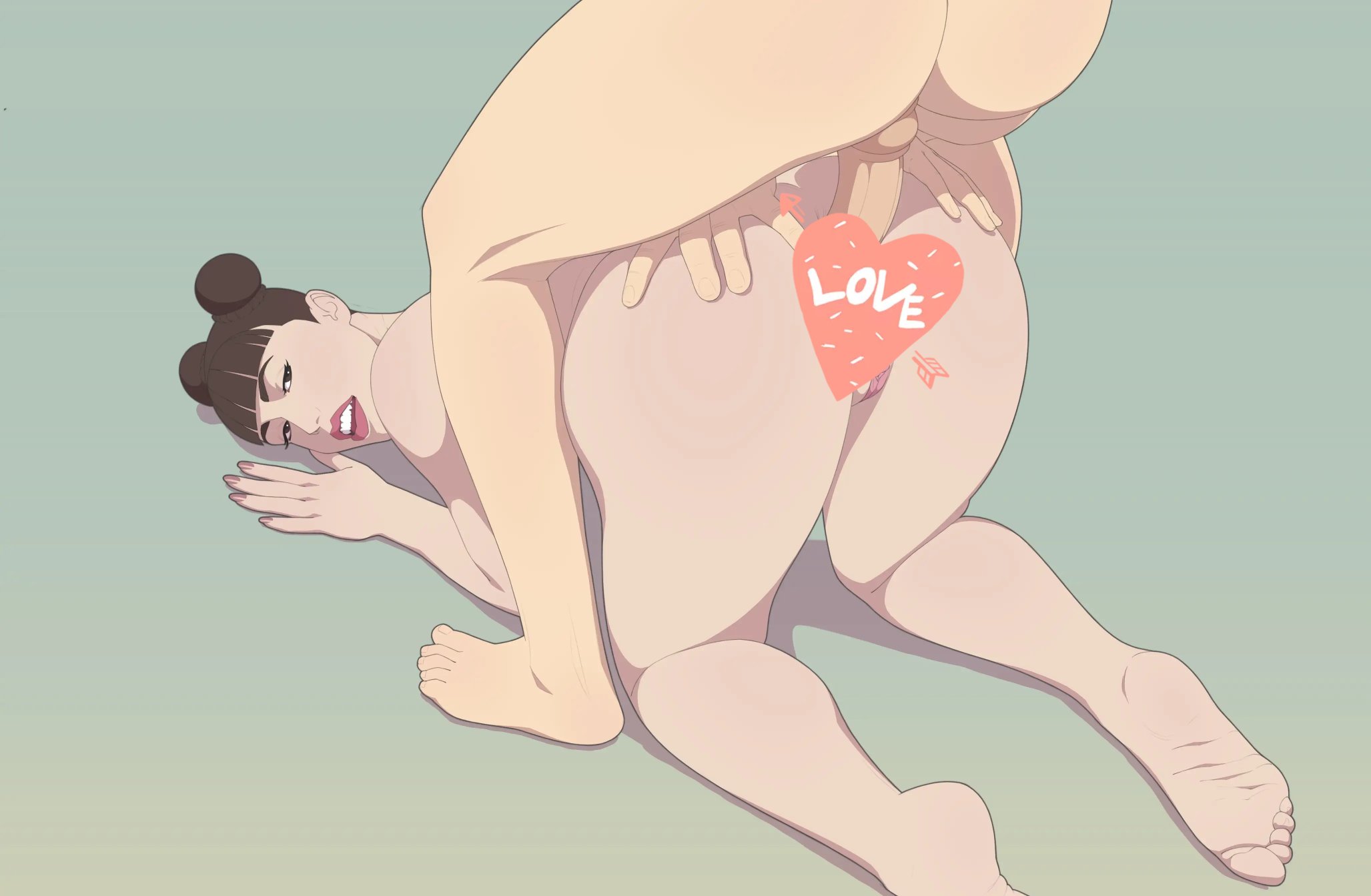 1boy, 1girls, blunt bangs, boruto: naruto next generations, bulldog position, censored, completely nude, doggy style, double bun, female, from behind, hair bun, lipstick, makeup, male, naked, naruto, naruto (series), nude, reserexerion, sex, straight, tenten, tied hair, unseen male face