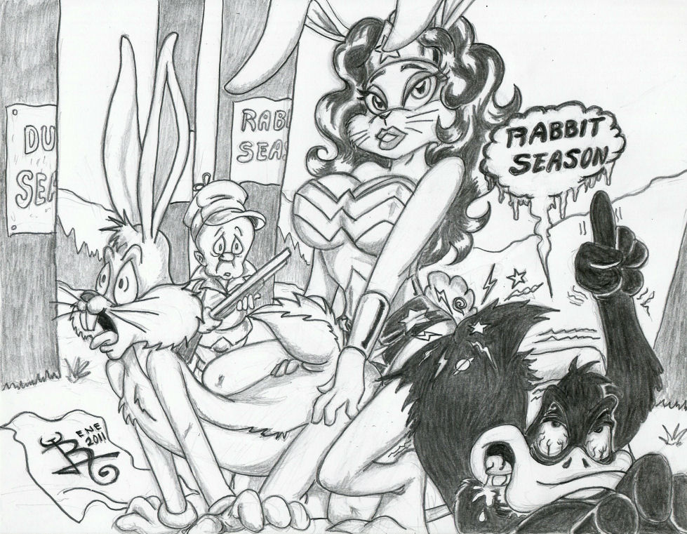 2011 all_fours anal anal_sex anthro bugs_bunny captain_carrot_and_his_amazing_zoo_crew clothed_sex crossover daffy_duck dc_comics doggy_style duck female fur furry futa_on_male futanari herm herm_on_male intersex male mammal rabbit rlg soft_feathers straight surprised tagme warner_brothers wonder_wabbit wonder_woman wonder_woman_(series)