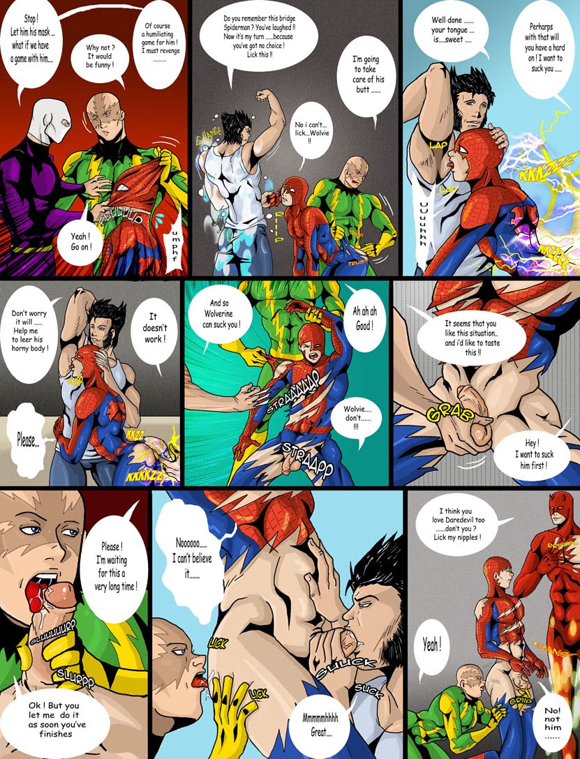 4boys anal anilingus armpit_licking chameleon clothed daredevil daredevil_(series) electro_(marvel) forced_yaoi gay james_howlett licking_armpit male male_only marvel multiple_males penis peter_parker reverse_forced_oral rimming sirio smooth_skin spider-man spider-man_(series) tagme wolverine_(x-men) x-men yaoi