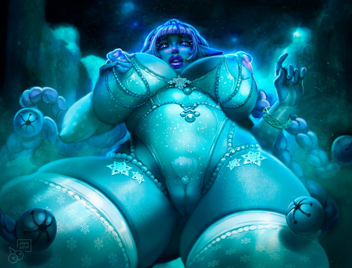 1girls alien alien_girl big_breasts blue_skin female hairy_pussy huge_breasts mister69m shiny_skin thick_thighs wide_hips