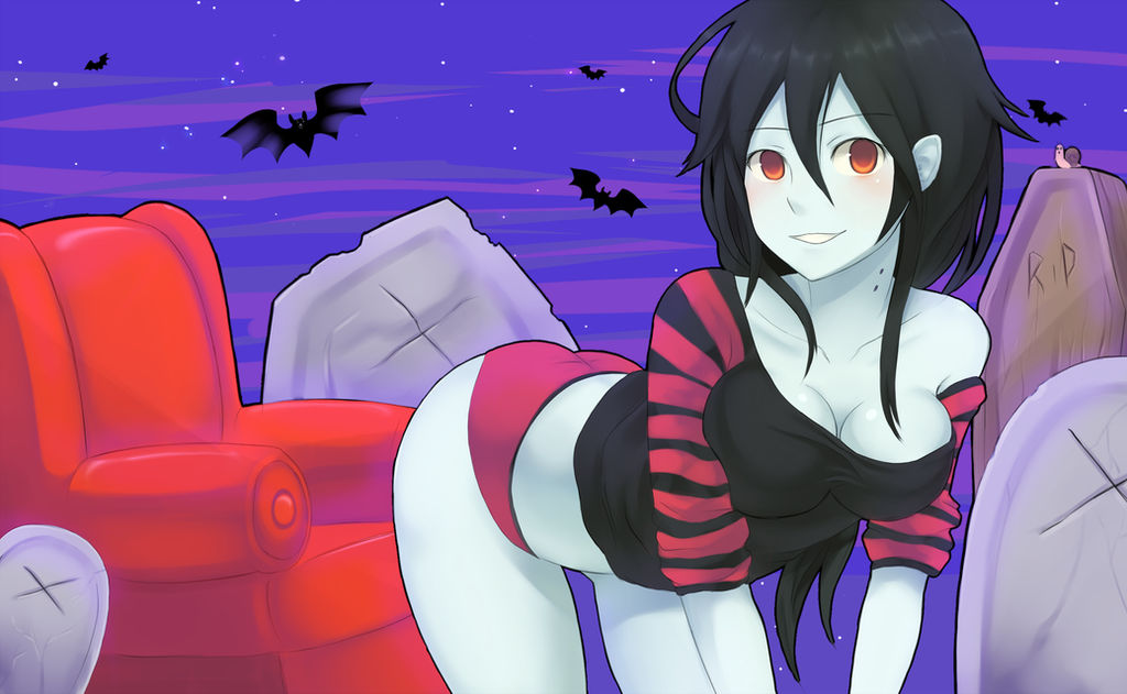 2012 adventure_time ass black_hair blue_skin breasts cartoon_network cleavage female female_only looking_at_viewer marceline marceline_abadeer ragecndy red_eyes red_underwear thighs vampire