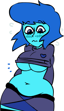 1girls abdomen alternate_breast_size alternate_costume arms_behind_back belly belly_button blue_eyes blue_hair blue_skin blush breasts clothes_lift curvaceous curvy embarrassed female female_focus female_only frown groin hailfireart heart hourglass_figure lapis_lazuli_(steven_universe) large_breasts looking_down lowleg lowleg_skirt midriff miniskirt navel overflowing_belly raised_eyebrows shirt_lift short_hair short_skirt solo solo_female solo_focus steven_universe stomach surprised surprised_expression sweat sweater sweater_lift thick tummy wardrobe_malfunction wide_hips