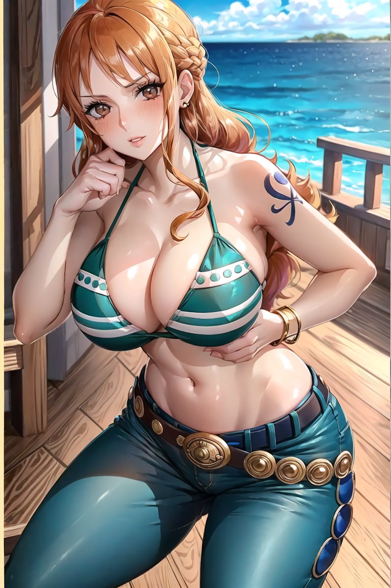 1girls, ai generated, artist request, bikini, breasts, curvy, curvy body, curvy female, curvy figure, female, female only, hi res, huge breasts, nami (one piece), one piece, post-timeskip, seductive look, stable diffusion, toei animation, underwear, voluptuous, voluptuous female