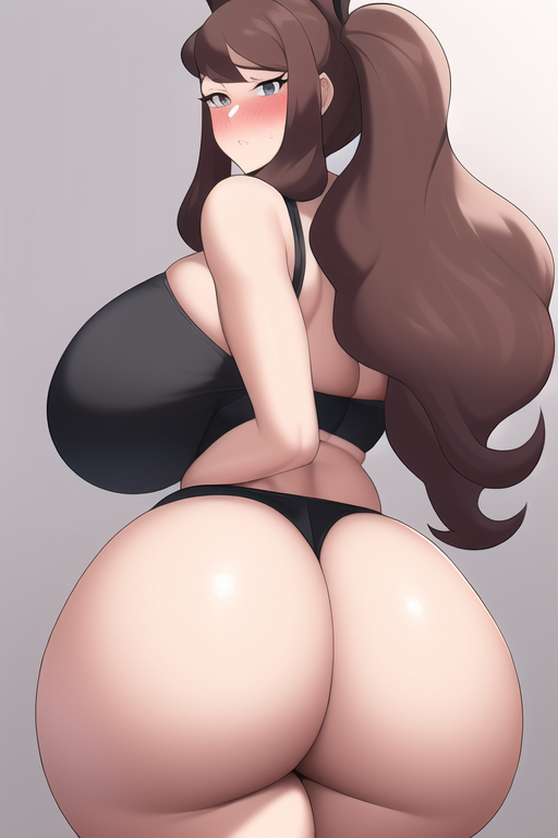 1girls, ai generated, ass, back view, big ass, big breasts, big butt, breasts, bubble ass, bubble butt, female, hilda (pokemon), huge ass, huge butt, nai diffusion, pokemon, stable diffusion, thick ass, thick thighs