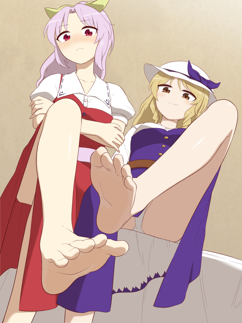 2girls feet foot_fetish foot_focus hikari551crest tagme touhou touhou_(pc-98) watatsuki_no_toyohime watatsuki_no_yorihime