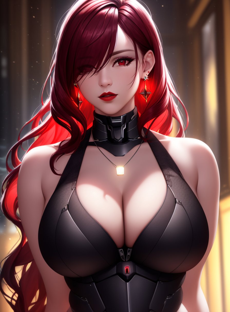 1girls, ai generated, female, female only, high resolution, kurenai (claire miyamoto), long hair, looking at viewer, nai diffusion, original, red hair, solo, stable diffusion