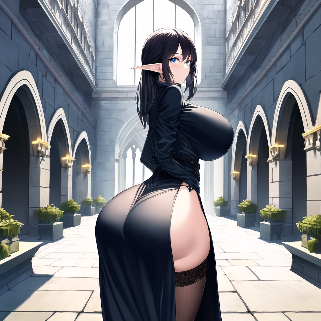 1girls, ai generated, ass, big ass, big breasts, breasts, elf, elf ears, female, female only, nai diffusion, original, original character, solo, stable diffusion, thick thighs