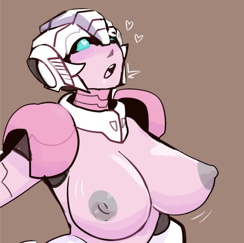 1girls, ahe gao, arcee, arcee (g1), big breasts, breasts, edit, female, female only, heart-shaped pupils, huge breasts, large breasts, nipples, robot, robot girl, solo, tagme, tagme (artist), transformers, transformers g1, unknown artist