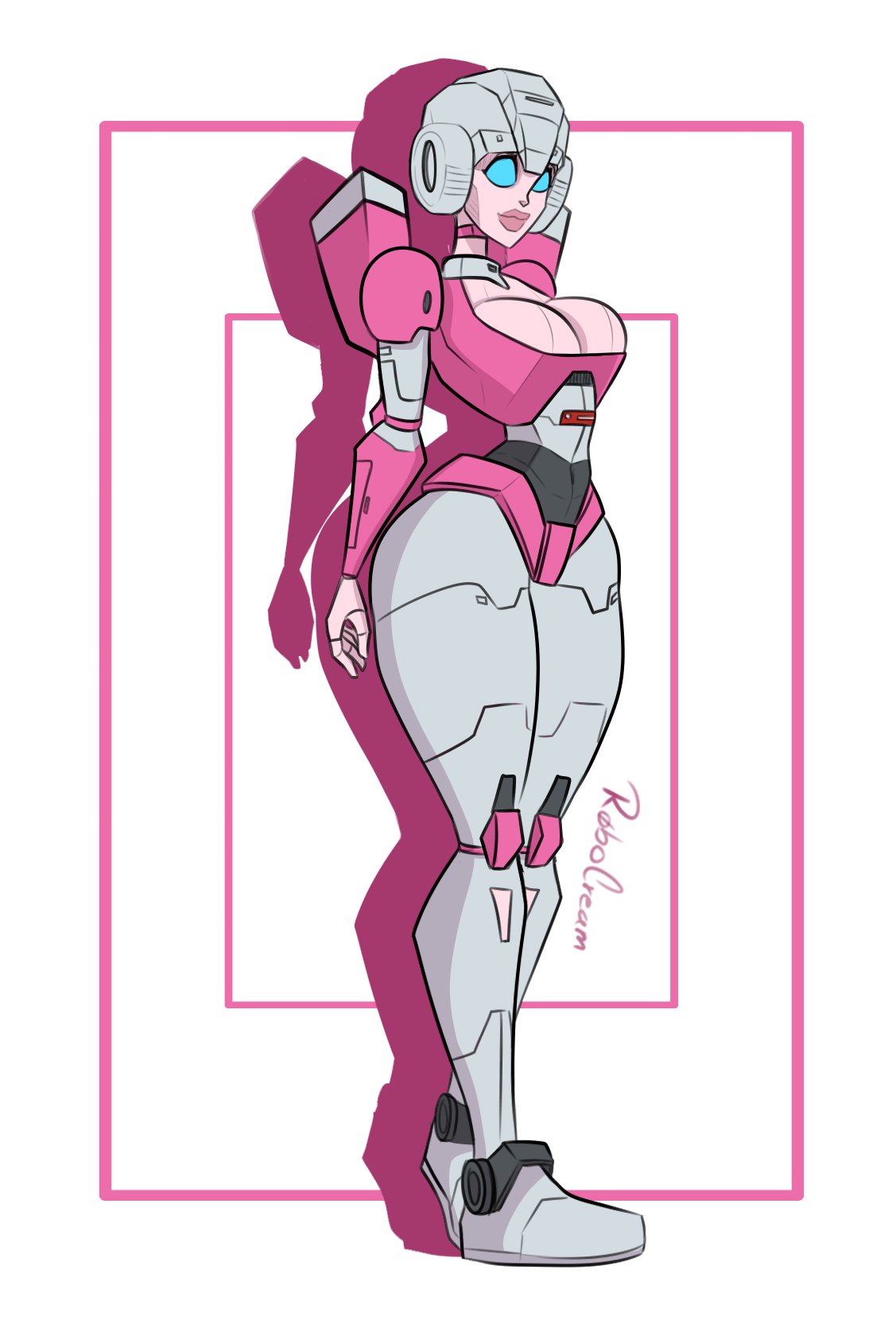 1girls, alien, alien girl, arcee, arcee (g1), blue eyes, boobs, breasts, curvaceous, curvy, curvy body, curvy female, curvy figure, female, female only, medium breasts, panties, pink lips, pink lipstick, pink panties, robocream, robot, robot girl, robot humanoid, solo, solo female, thick thighs, tits, transformers