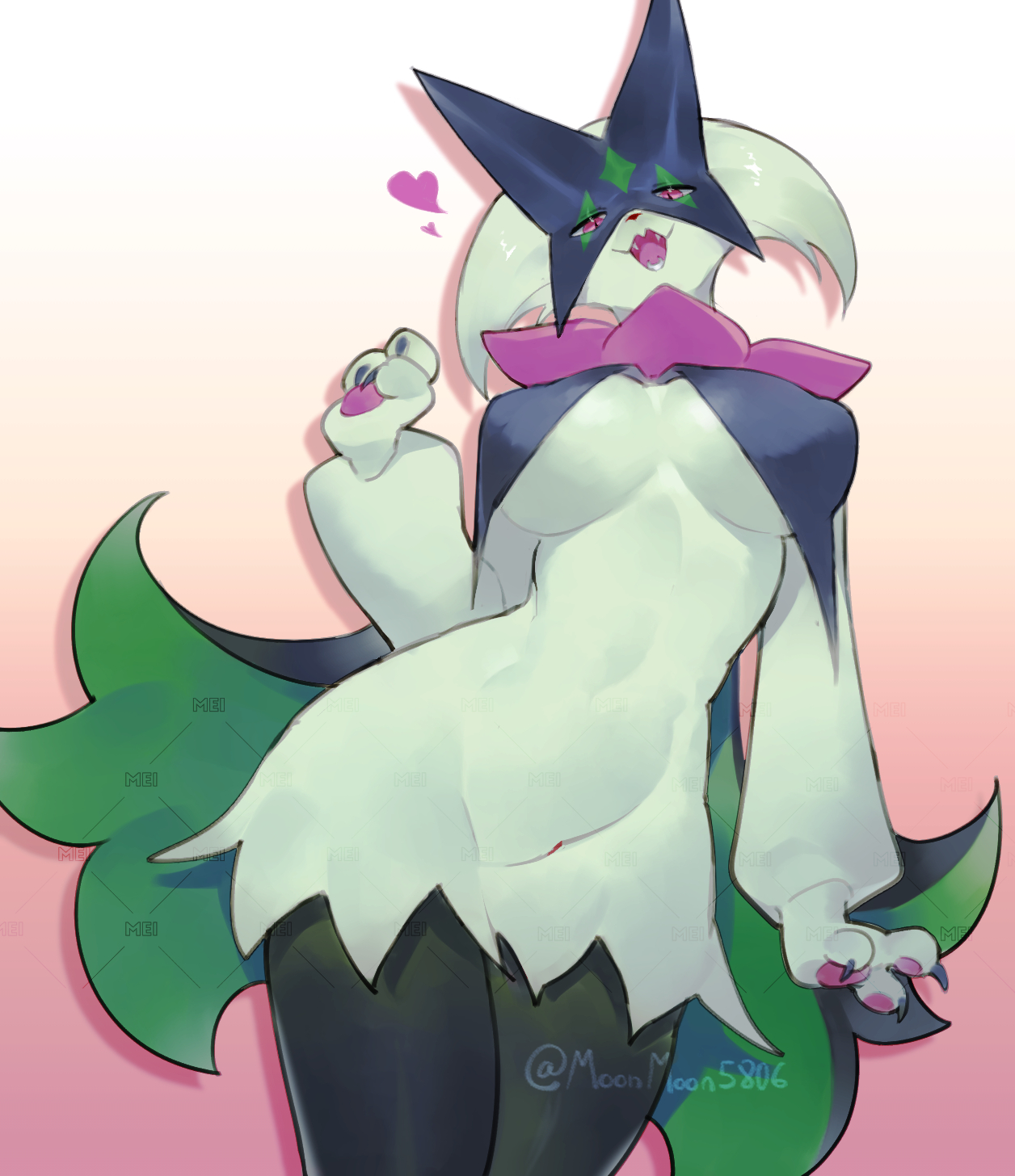 1girls, anthro, female, female anthro, female only, furry, meowscarada, moonmoon5806, nintendo, pokémon (species), pokemon, pokemon (species), pokemon sv, simple background, solo female