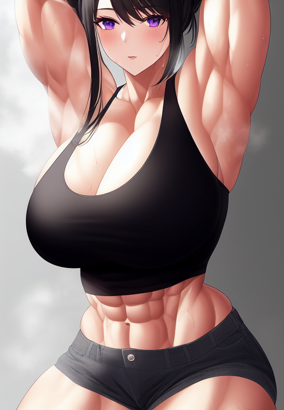 1girls abs ai_generated armpits arms_up bare_arms bare_legs bare_midriff bare_shoulders bare_thighs biceps black_hair black_shorts black_tank_top blush cleavage denim_shorts enen_no_shouboutai fire_force gigantic_breasts huge_breasts large_breasts looking_at_viewer massive_breasts midriff muscle muscles muscular muscular_arms muscular_female muscular_legs muscular_thighs oze_maki ponytail purple_eyes short_shorts shorts sideboob stable_diffusion steam steaming_body sweat tagme tank_top thick_thighs voluptuous voluptuous_female wide_hips