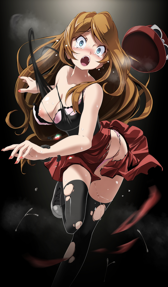 big breasts, blush, bra, breasts, clothing, clothing damage, female, humiliation, imminent rape, panties, partially clothed, pokemon, pokemon xy, rape, serena (pokemon games), serena (pokemon), shoes, sneakers, tears, thighhighs, tsukishiro saika