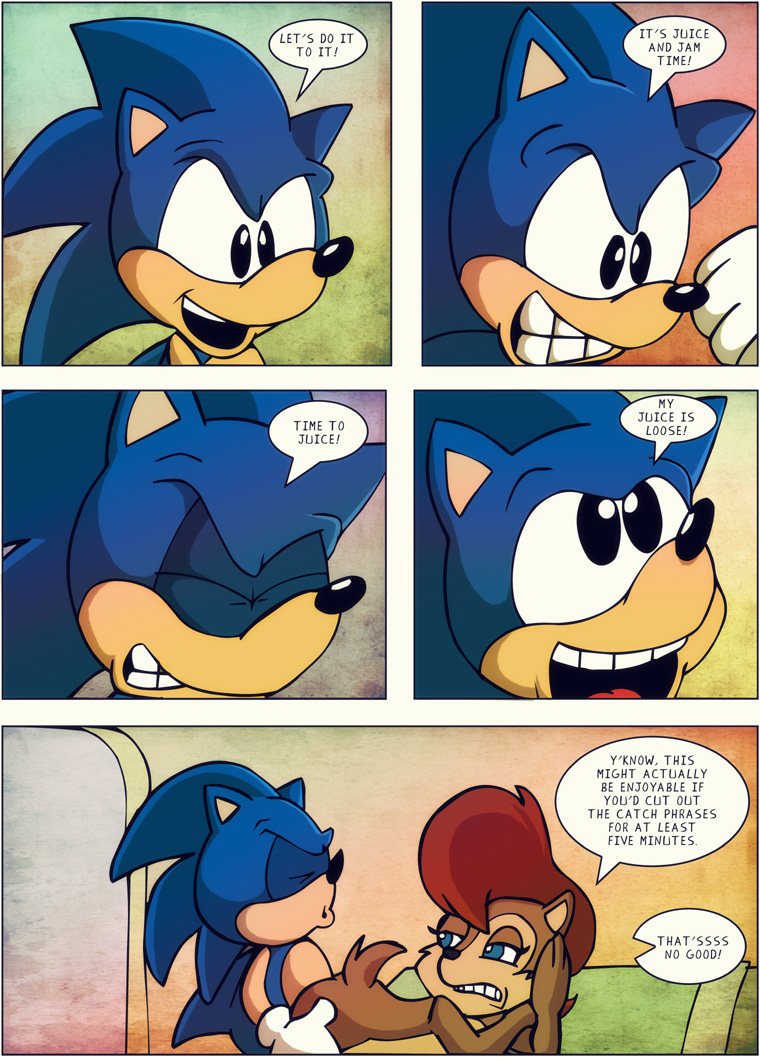 anthro archie_comics blue_fur color comic female fur furry hedgehog indoors interspecies male mammal mobian_(species) nude pembroke sally_acorn sega sex side_view sonic_(series) sonic_satam sonic_the_hedgehog sonic_the_hedgehog_(archie) sonic_the_hedgehog_(comics) sonic_the_hedgehog_(series) tagme