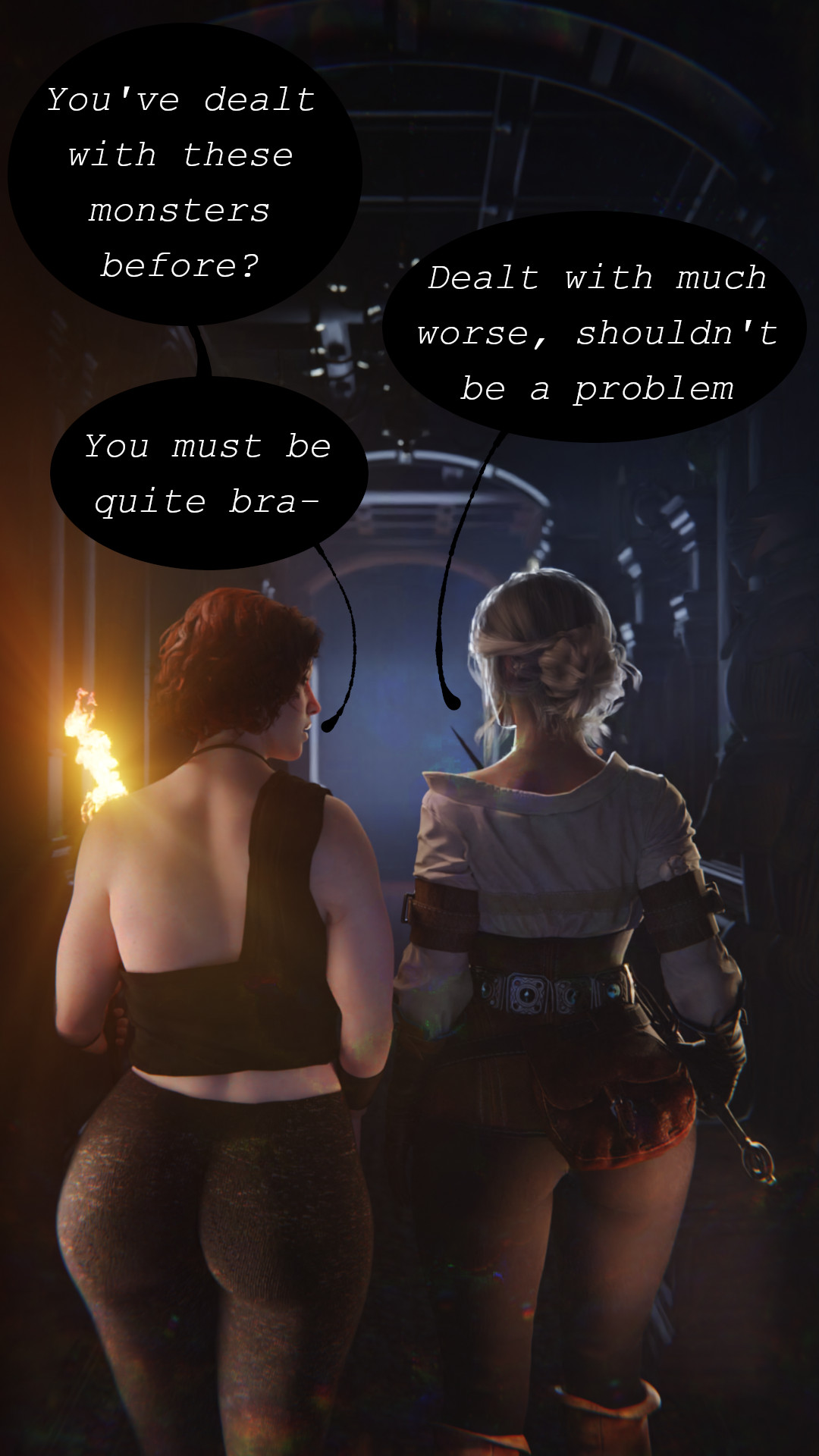 1futa, 1girls, 3d, ass, big ass, big breasts, big penis, breasts, cd projekt red, circumcised, ciri, clothing, comic, female, futa on female, futanari, intersex, large penis, light skin, light-skinned female, light-skinned futa, original character, penis, red hair, scrappy-coco, story, text, the witcher (series), the witcher 3: wild hunt, white hair