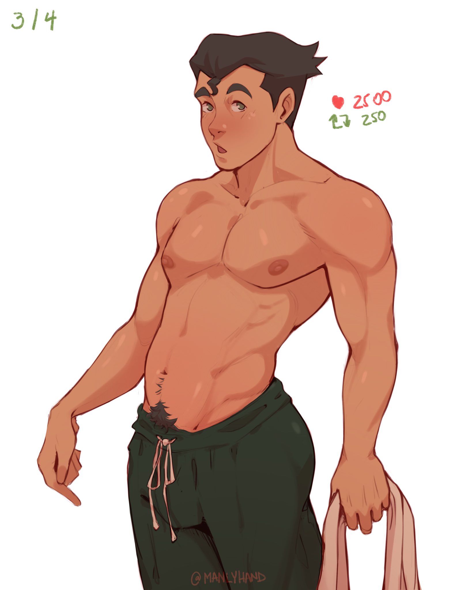 avatar the last airbender, bolin, bulge, clothing, embarrassed, gay, gay male, looking at viewer, male, male only, manlyhand, muscles, muscular, muscular male, nickelodeon, pubes, pubic hair, shirtless male, shy, strip game, teenage male, the legend of korra, treasure trail, yaoi