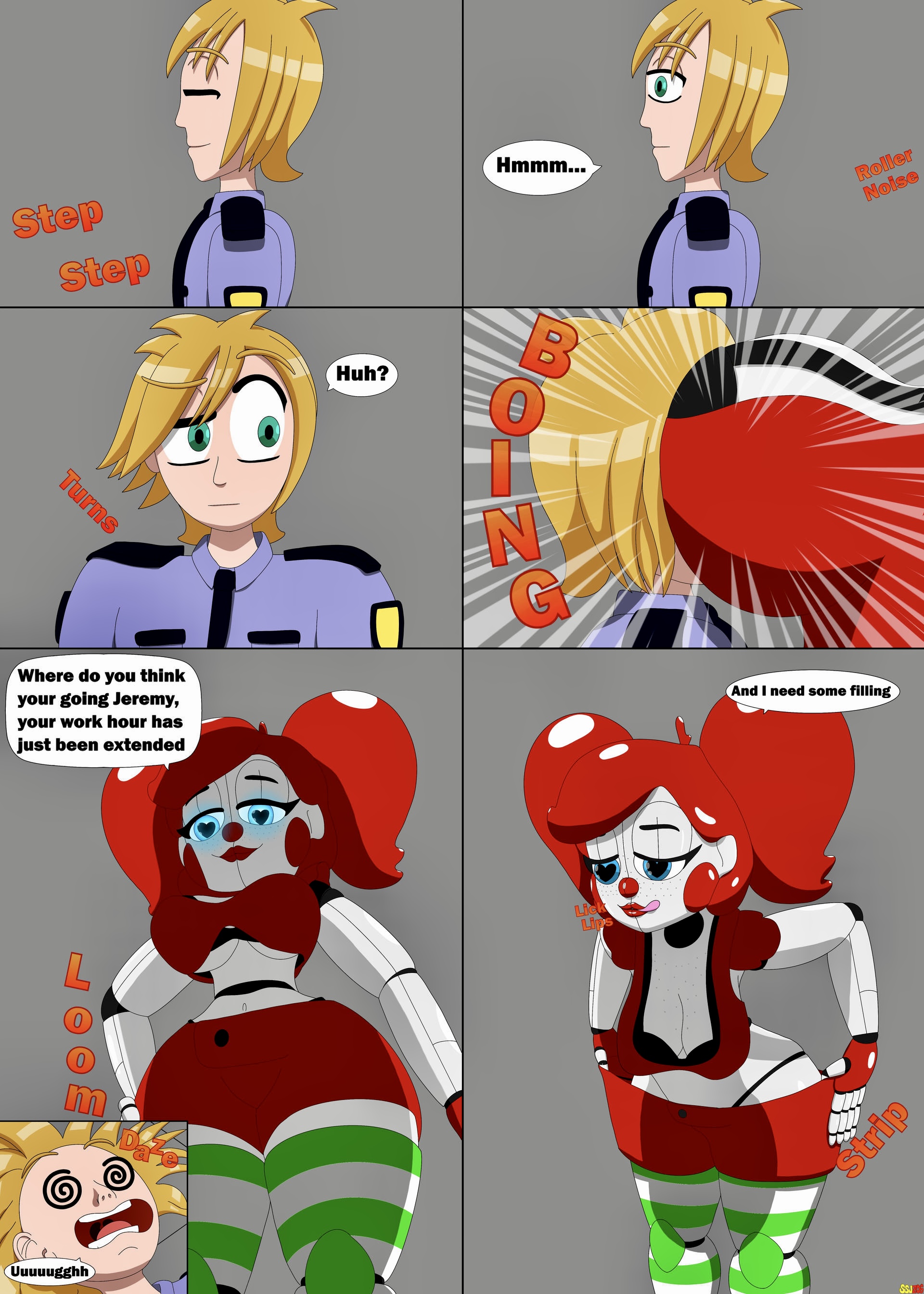 baby (fnafsl), breasts, circus baby, circus baby (fnaf), cleavage, comic, dialogue, female, five nights at freddy's, imminent vore, jeremy fitzgerald, pre-vore, so87baby, ssjz06, summer of 87 baby, text, thighhighs, vore