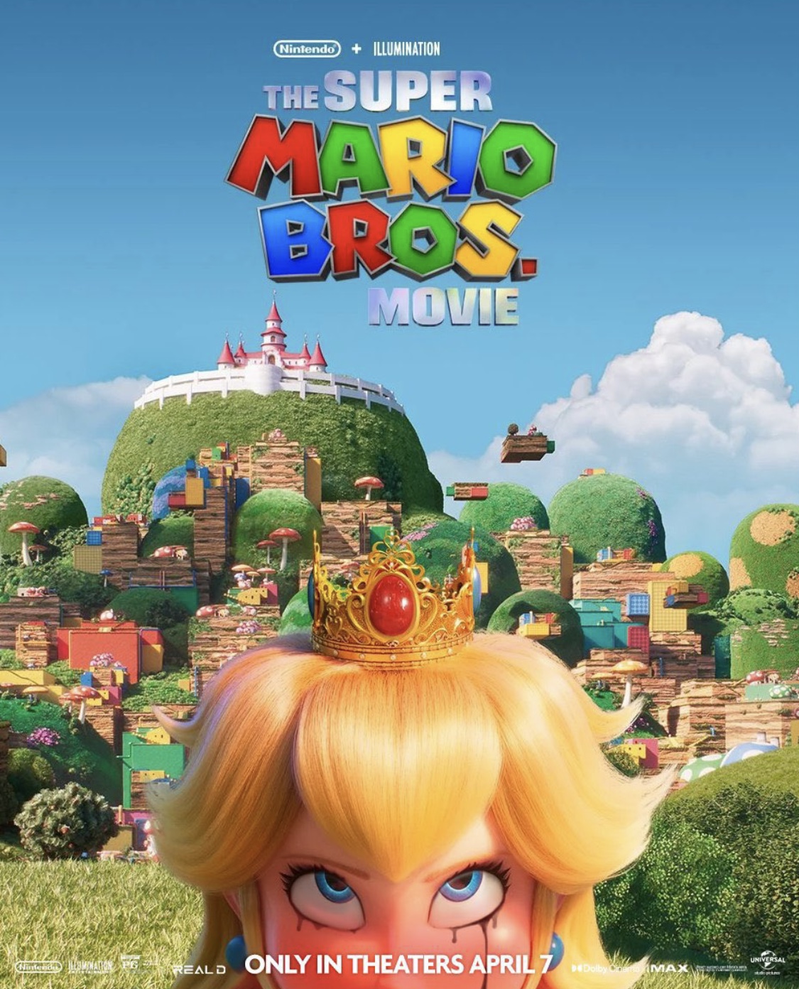 big penis, blonde, blonde female, blonde hair, deepthroat, edit, edited official artwork, eyes rolling back, female, implied deepthroat, implied fellatio, implied oral, male, mario (series), mascara, movie poster, nintendo, official artwork edit, penis, princess peach, runny makeup, super mario bros. (2023 film), tagme, zone