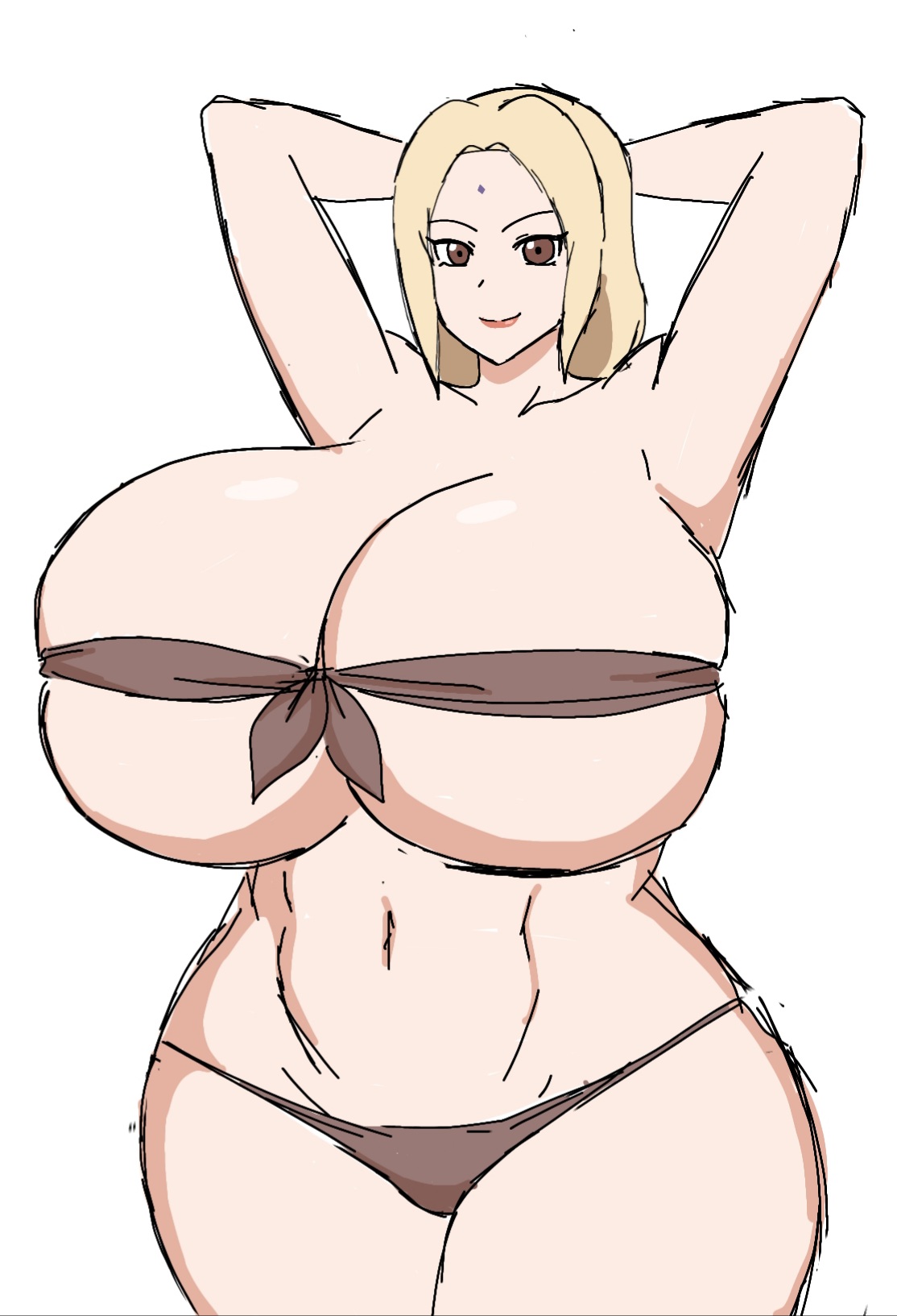 1girls, armpits, big breasts, breasts, curvy, female, female focus, female only, front view, huge breasts, momiji (artist), naruto, naruto (series), naruto shippuden, solo, solo female, thick thighs, tsunade