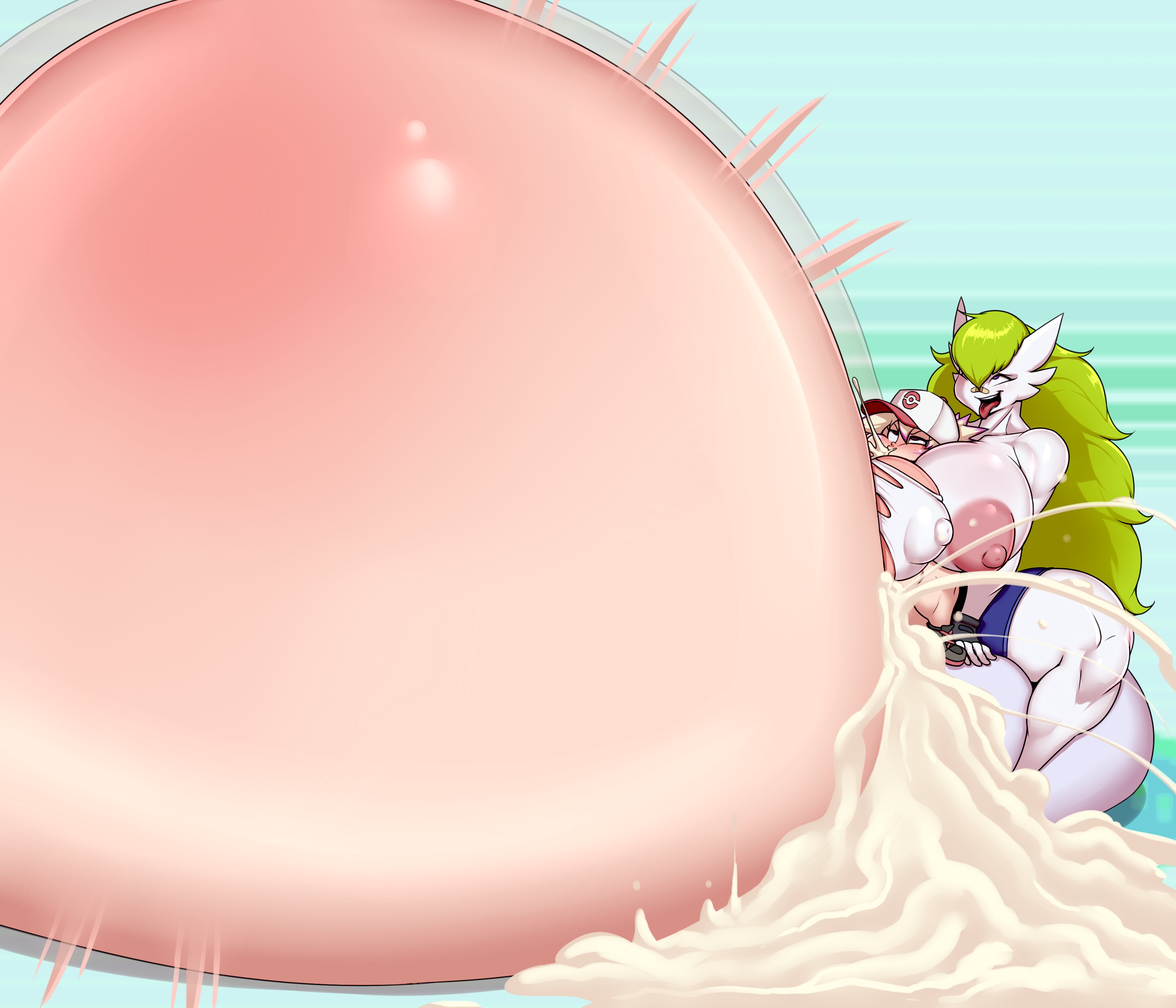 1futa, 1girls, ahe gao, alykia lumine, areolae, balls, bangs, ber00, big belly, breasts, clothed, clothing, cum, cumflated belly, cumflation, duo, ejaculation, erection, female, final fantasy, final fantasy xiv, fully clothed, futa on female, futanari, gardevoir, huge breasts, humanoid, humanoid penis, hyper, hyper balls, hyper breasts, hyper cumflation, hyper inflation, hyper penis, inflation, intersex, lalafell, larger futa, light skin, light-skinned female, mostly nude, muscular, muscular futa, naked, nipples, nude, nude futa, orgasm, penis, pokémon (species), pokemon, pokemon (species), shortstack, sitting, sitting on balls, size difference, smaller female, thick thighs