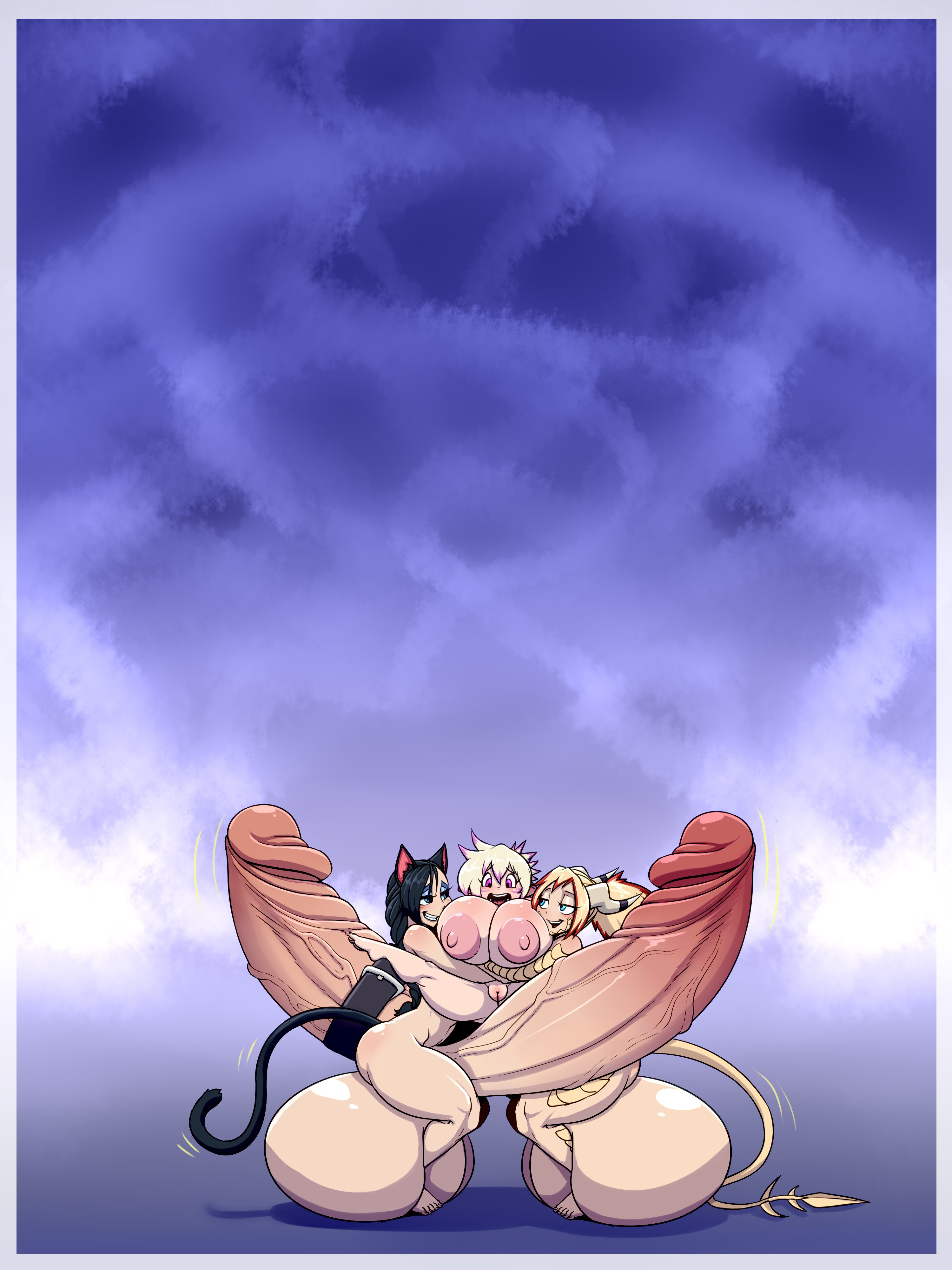 1girls, 2futas, alykia lumine, animal ears, areolae, balls, ballsack, bangs, ber00, black hair, blonde hair, blue eyes, breasts, cat ears, chitala solstice, completely nude, duo, erection, female, final fantasy, final fantasy xiv, foreskin, foreskin folds, fully retracted foreskin, futa on female, futa with futa, futanari, group, group sex, horns, huge breasts, humanoid, humanoid penis, hyper, hyper balls, hyper penis, imminent sex, intersex, kemonomimi, lalafell, larger futa, light skin, light-skinned female, light-skinned futa, long hair, nipples, nude, nude female, nude futa, penis, pink eyes, pussy, retracted foreskin, scrotum, shaved crotch, shortstack, size difference, smaller female, tail, testicles, thick thighs, threesome, toony, uncircumcised, uncut, vagina, veiny penis