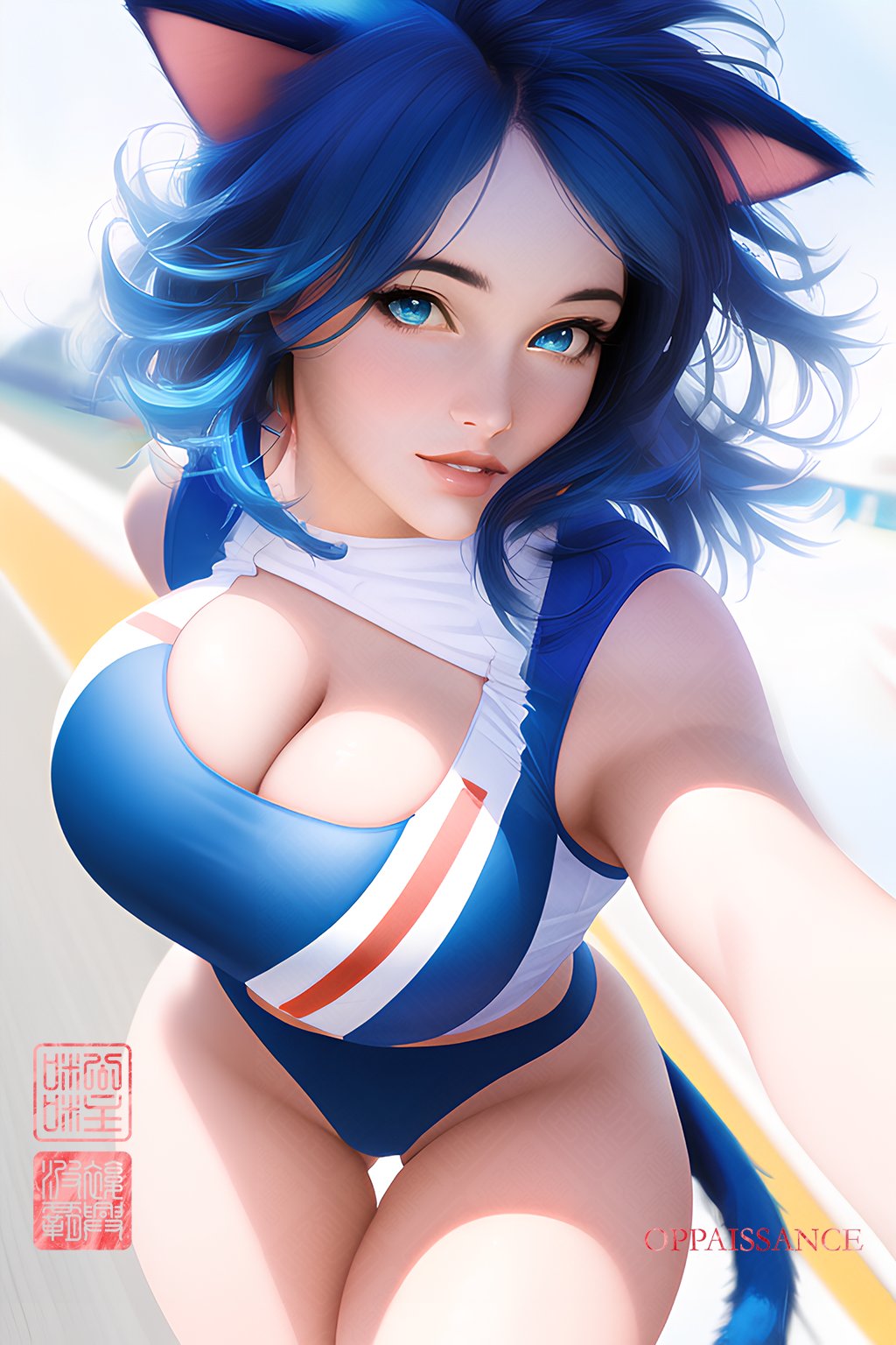 1girls, ai generated, big breasts, blue hair, breasts, bulging breasts, curvaceous, curvy female, female, female only, gijinka, high resolution, humanized, nai diffusion, oppaissance, rule 63, sega, solo, sonic (series), sonic the hedgehog, sonic the hedgehog (series), sonique the hedgehog, stable diffusion, voluptuous, voluptuous female